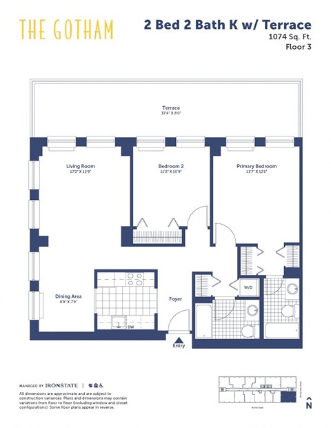 the gotham 2 bed 2 bath floor plan